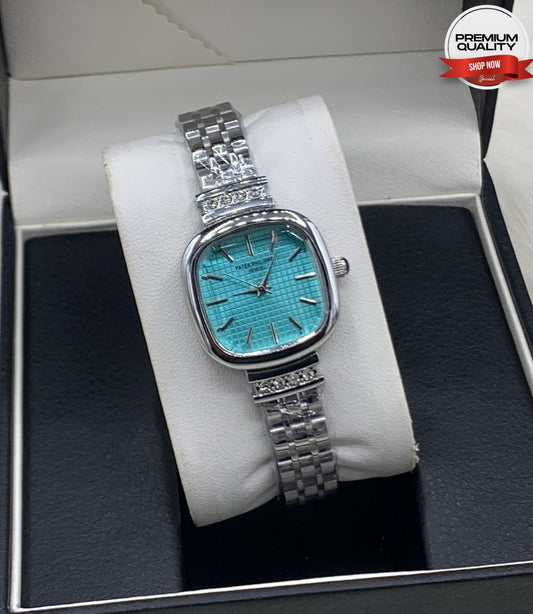 Luxury Turquoise Dial Women's Watch – Elegant Silver Bracelet Edition
