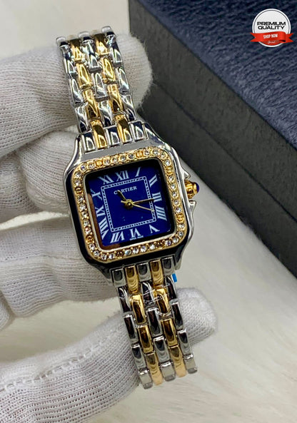 ZOLVEX Luxury Square Diamond Dial Watch – Two Tone Premium Bracelet Watch