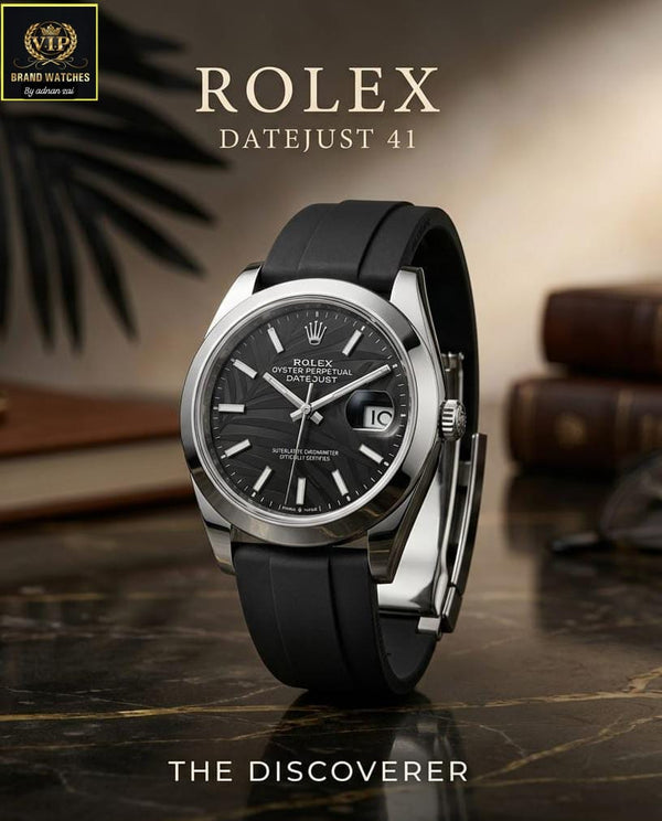 Luxury Datejust Style Rubber Strap Watch for Men
