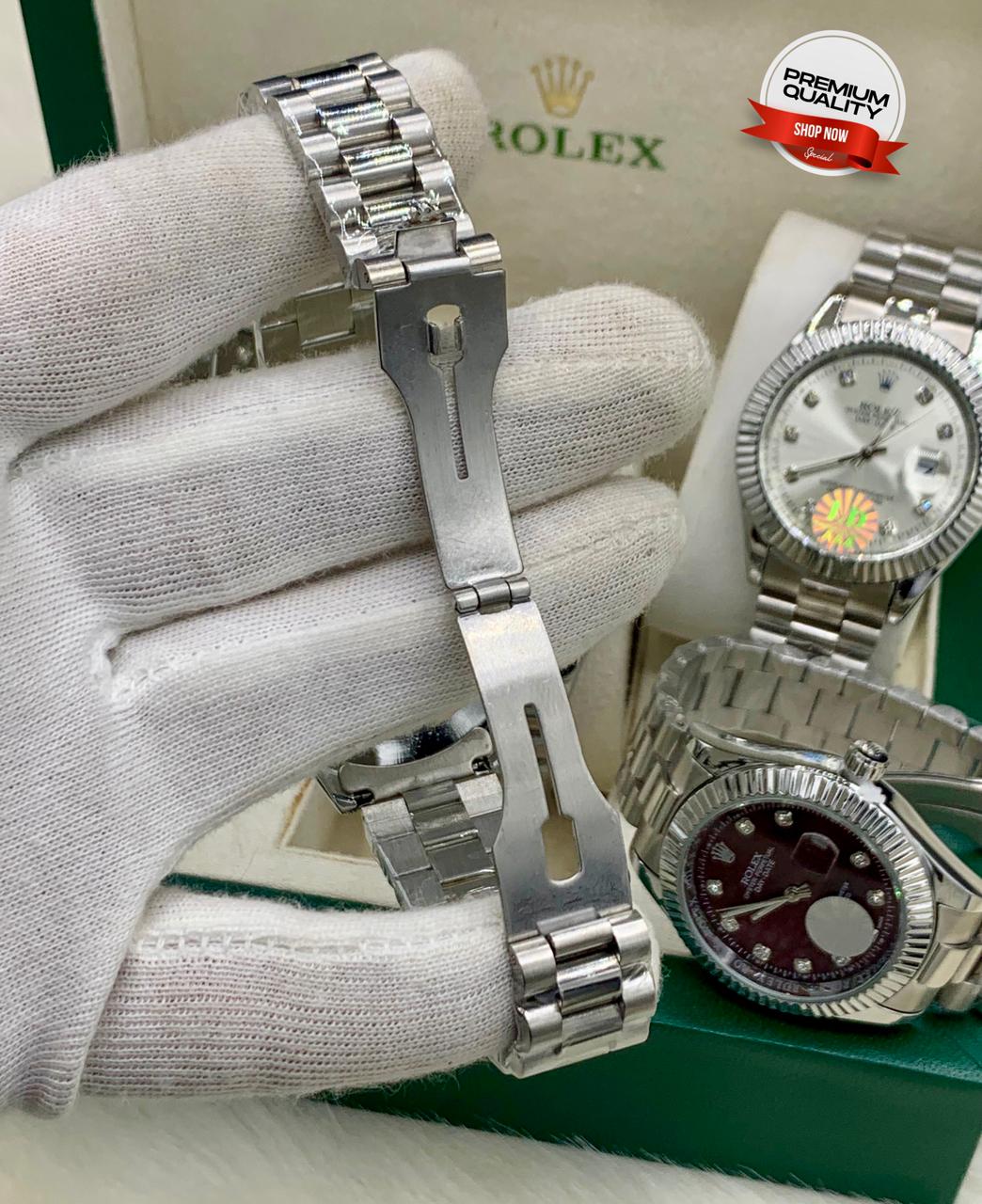 ZOLVEX Luxury Silver Dial Watch – Diamond Markers Stainless Steel Premium Watch