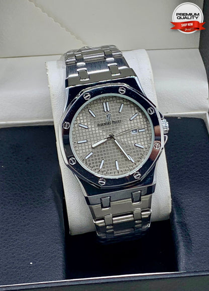 Luxury Brown Textured Dial Stainless Steel Watch – Royal Sport Edition