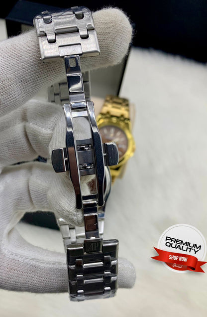 Luxury Brown Textured Dial Stainless Steel Watch – Royal Sport Edition