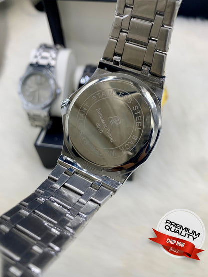 Luxury Brown Textured Dial Stainless Steel Watch – Royal Sport Edition