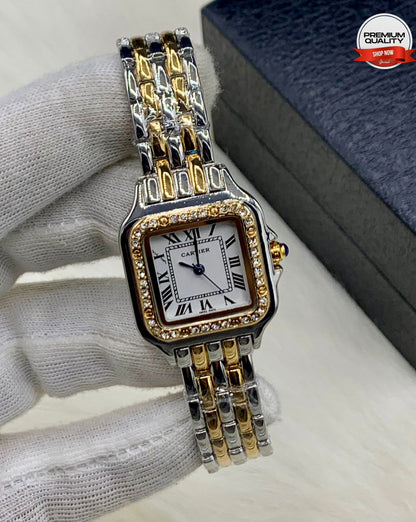 ZOLVEX Luxury Square Diamond Dial Watch – Two Tone Premium Bracelet Watch