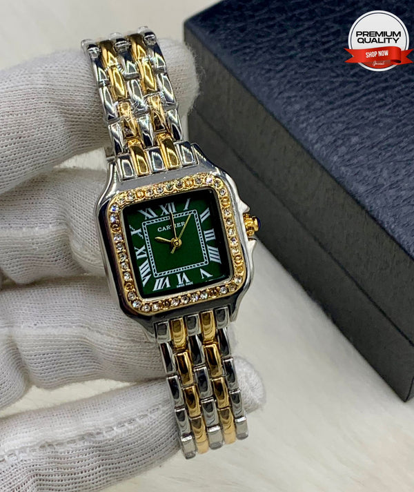 ZOLVEX Luxury Square Diamond Dial Watch – Two Tone Premium Bracelet Watch