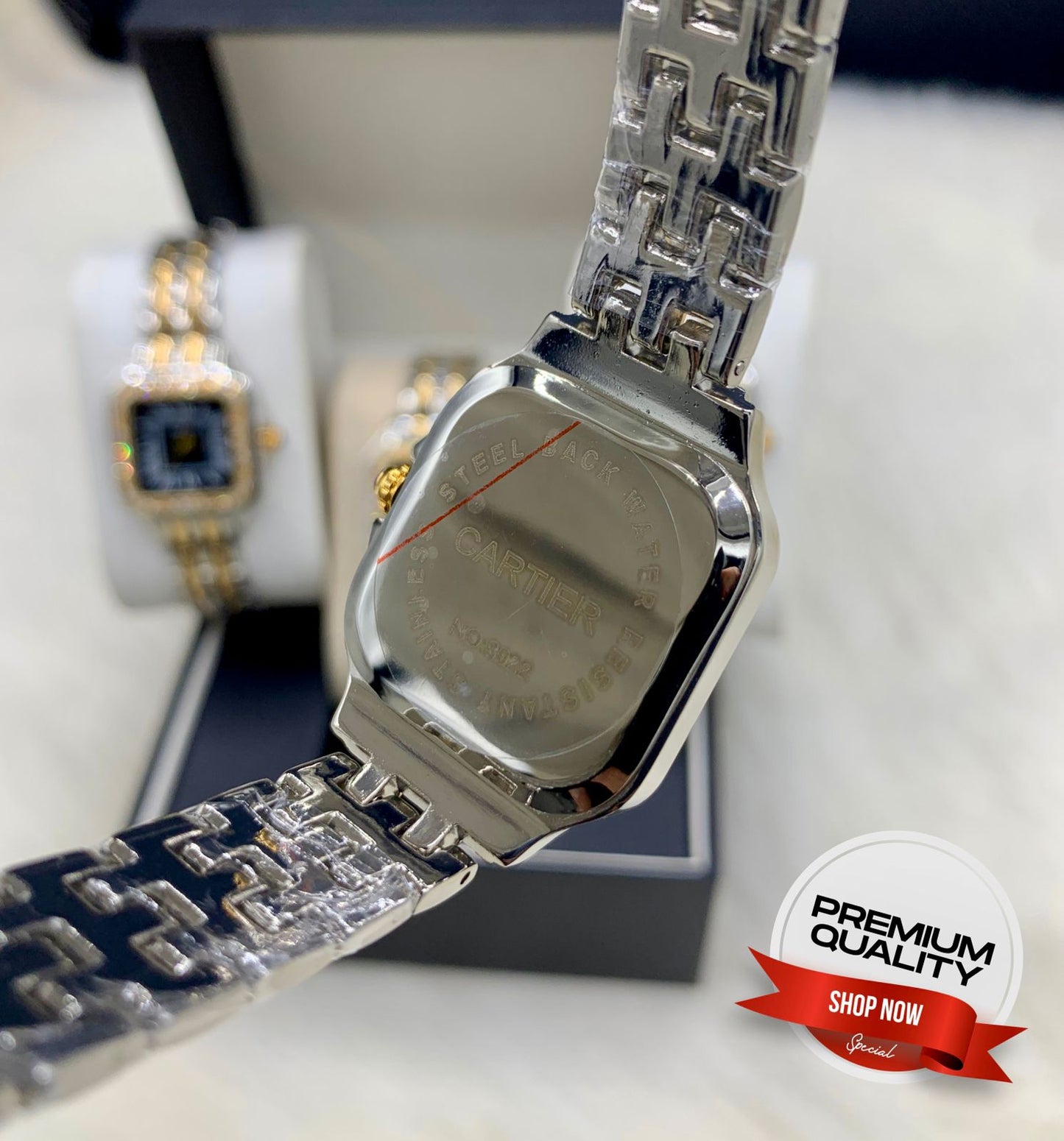 ZOLVEX Luxury Square Diamond Dial Watch – Two Tone Premium Bracelet Watch