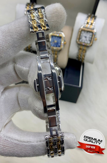 ZOLVEX Luxury Square Diamond Dial Watch – Two Tone Premium Bracelet Watch